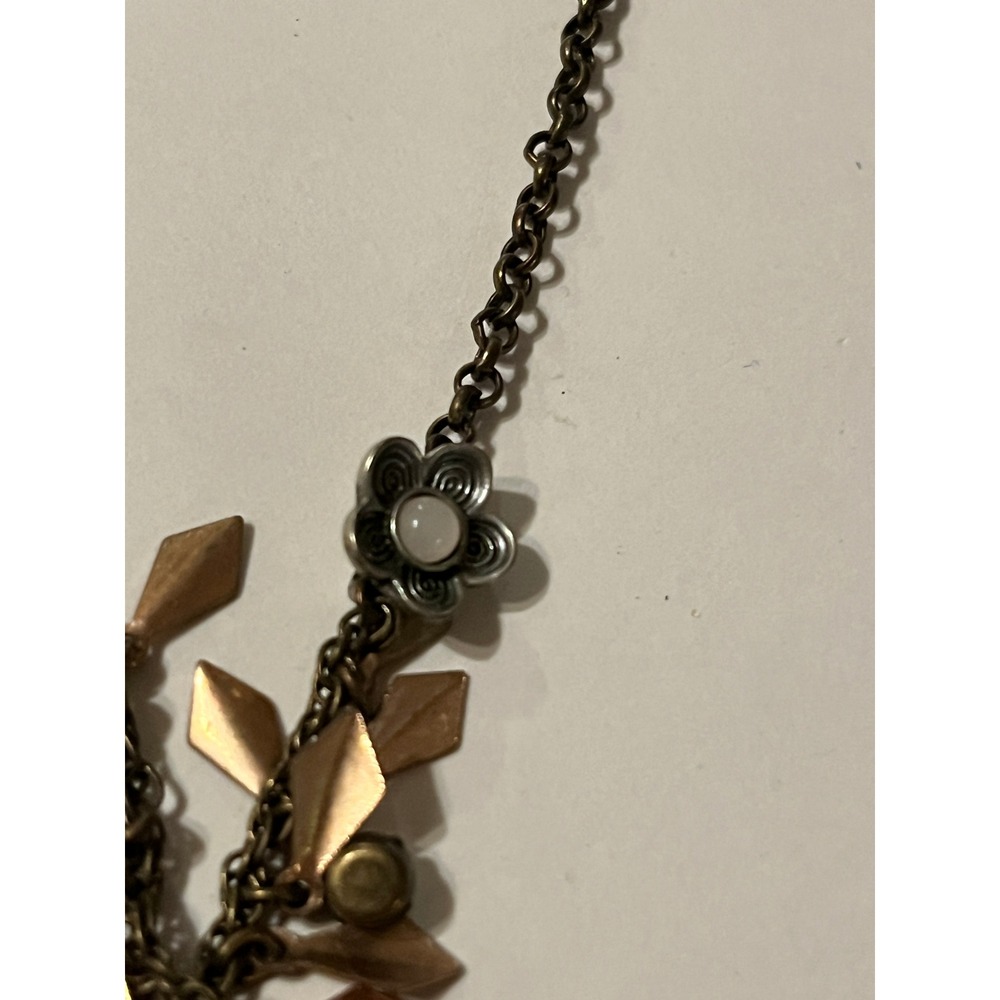 Betsey Johnson Paris Eiffel Tower Charm Necklace Bronze Tone Mixed Metal Heart - Picture 5 of 14